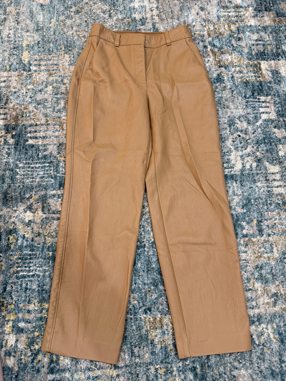 Aritzia Babaton Brown/Tan Faux Leather Straight Leg Pants